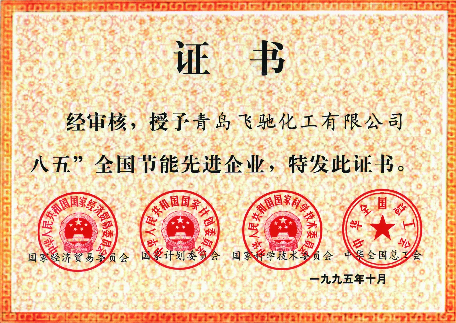“八五”全国节能先进企业